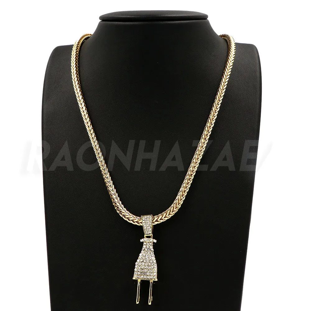 Hip Hop ELECTRIC PLUG Pendant W/ Franco Chain / Tennis Choker Chain