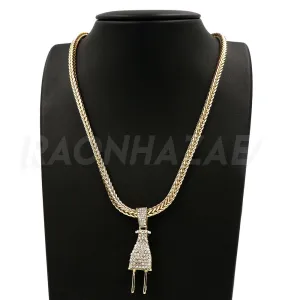 Hip Hop ELECTRIC PLUG Pendant W/ Franco Chain / Tennis Choker Chain