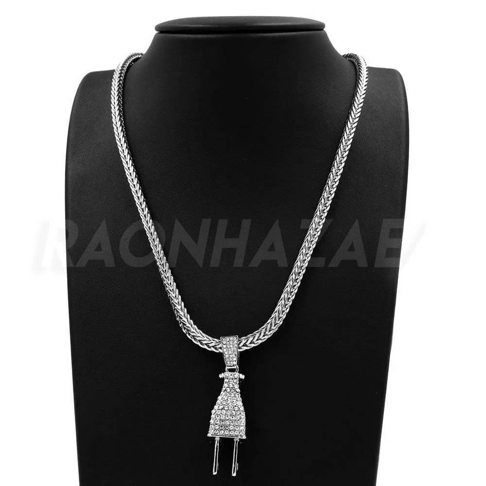 Hip Hop ELECTRIC PLUG Pendant W/ Franco Chain / Tennis Choker Chain
