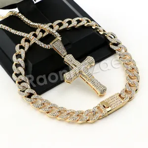Hip Hop Quavo CROSS Miami Cuban Choker Tennis Chain Necklace L06