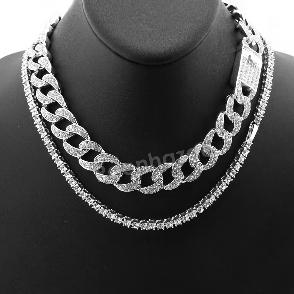 Hip Hop Quavo Jesus Face Miami Cuban Choker Chain Tennis Necklace L37