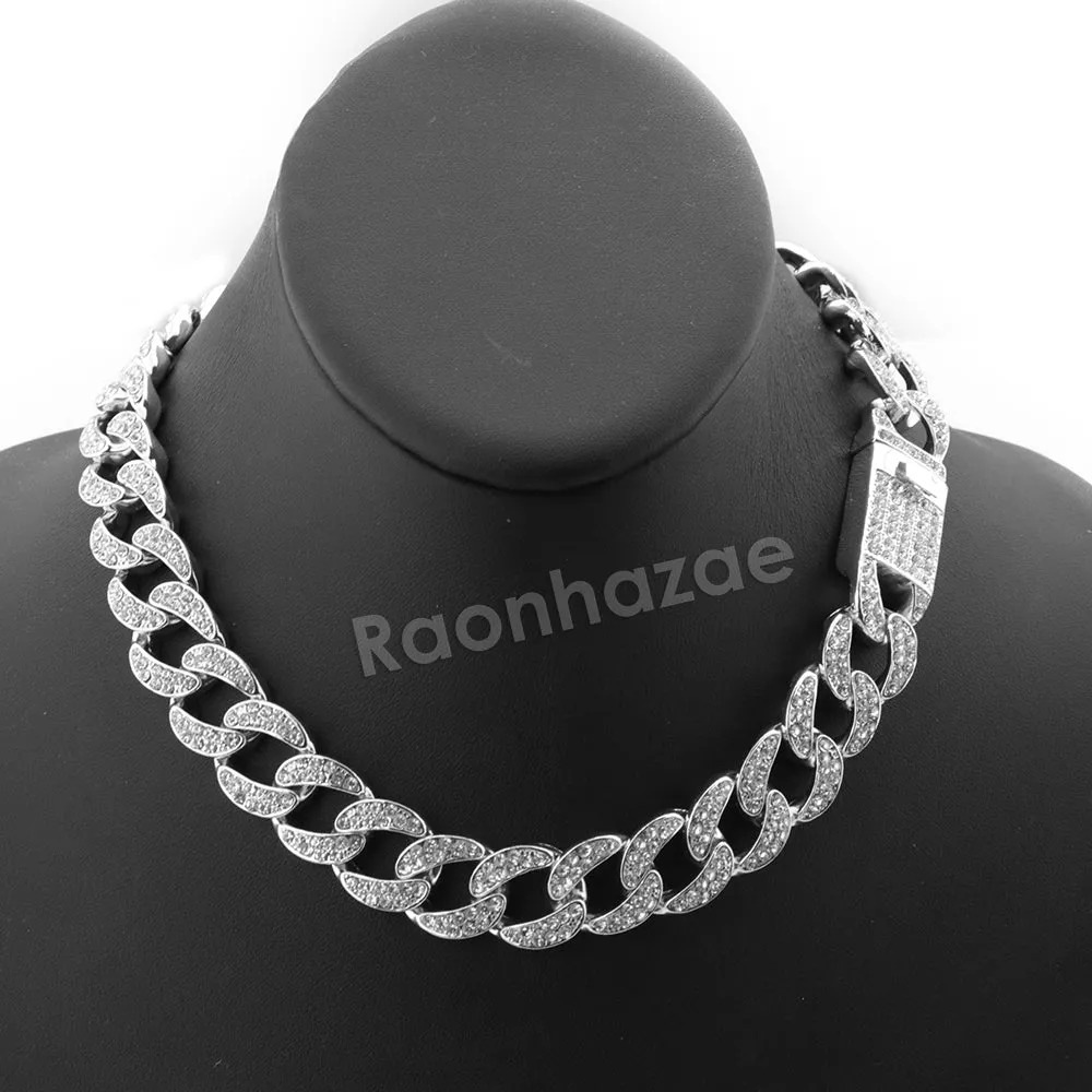 Hip Hop Quavo Jesus Face Miami Cuban Choker Chain Tennis Necklace L37