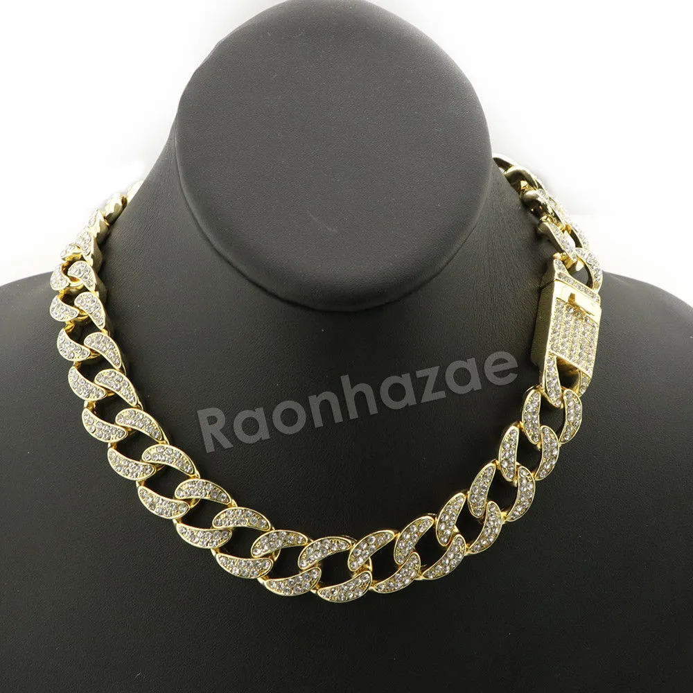 Hip Hop Quavo Jesus Face Miami Cuban Choker Chain Tennis Necklace L37