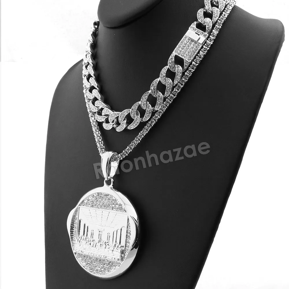 Hip Hop Quavo Last Supper Miami Cuban Choker Chain Tennis Necklace L28