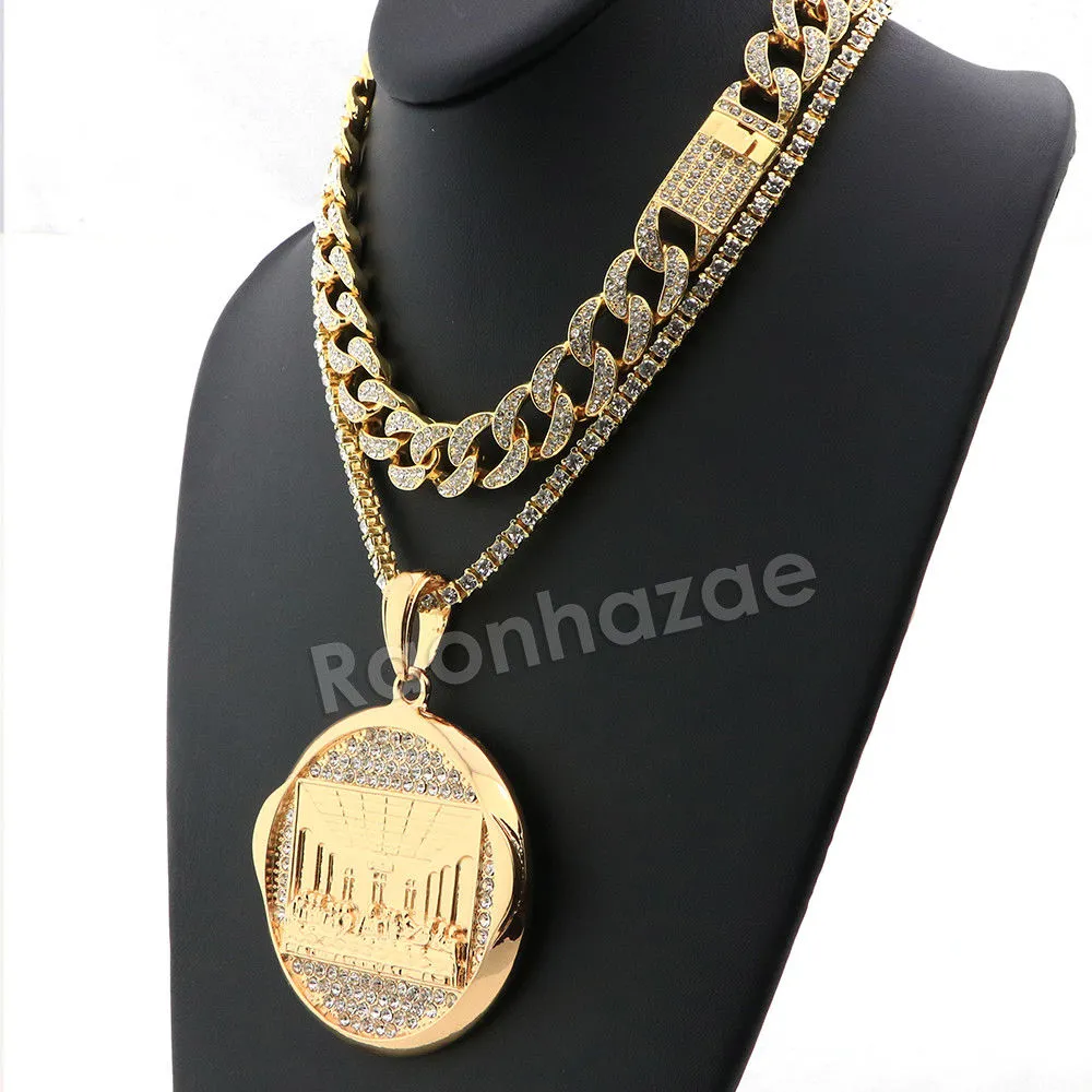 Hip Hop Quavo Last Supper Miami Cuban Choker Chain Tennis Necklace L28