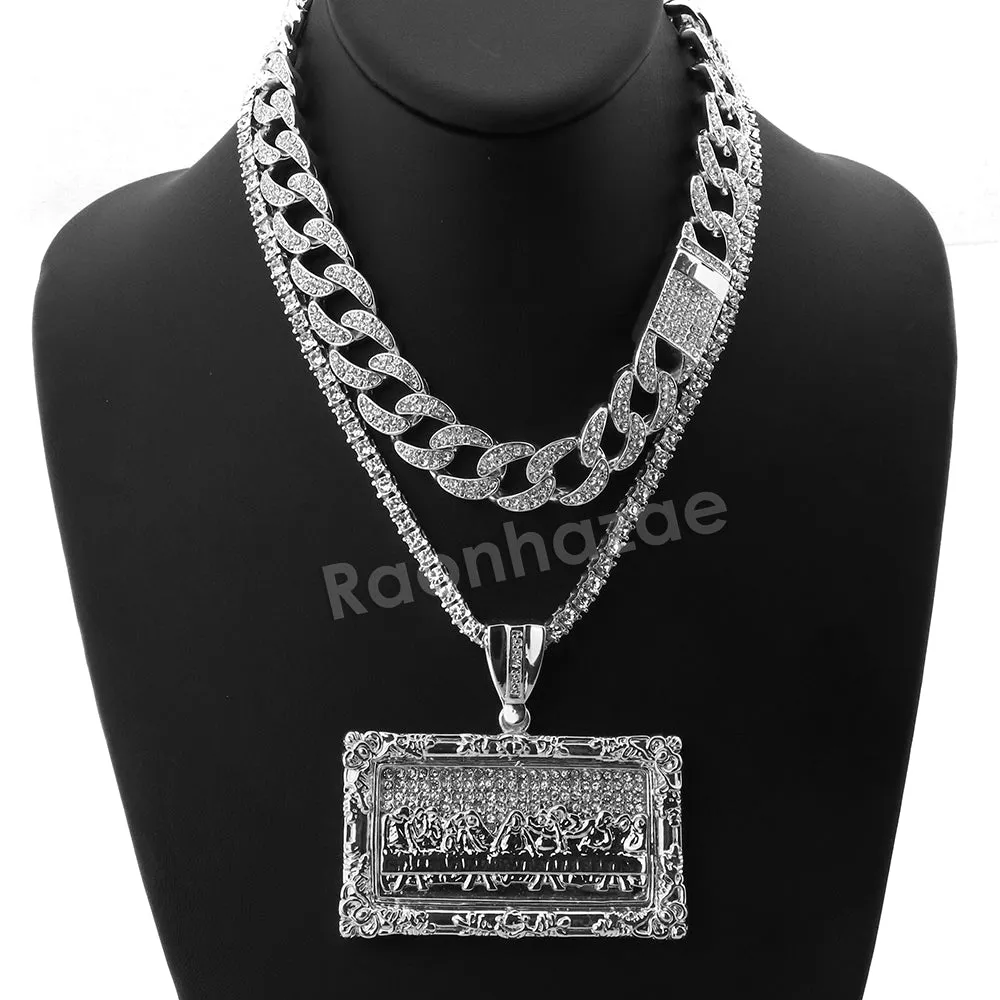 Hip Hop Quavo Last Supper Miami Cuban Choker Chain Tennis Necklace L44