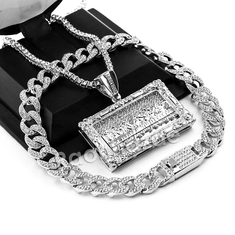 Hip Hop Quavo Last Supper Miami Cuban Choker Chain Tennis Necklace L44