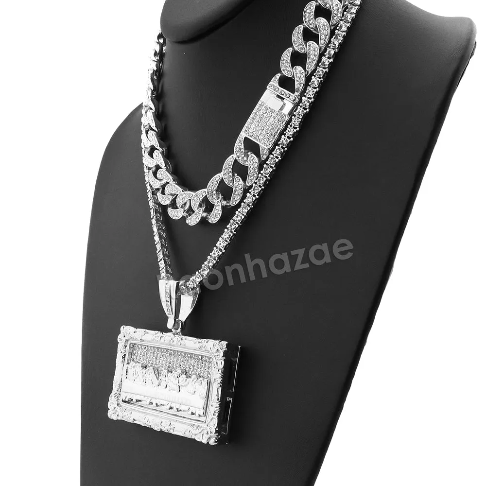 Hip Hop Quavo Last Supper Miami Cuban Choker Chain Tennis Necklace L44