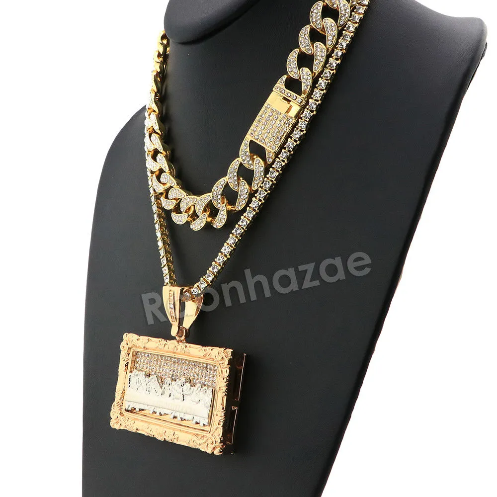 Hip Hop Quavo Last Supper Miami Cuban Choker Chain Tennis Necklace L44