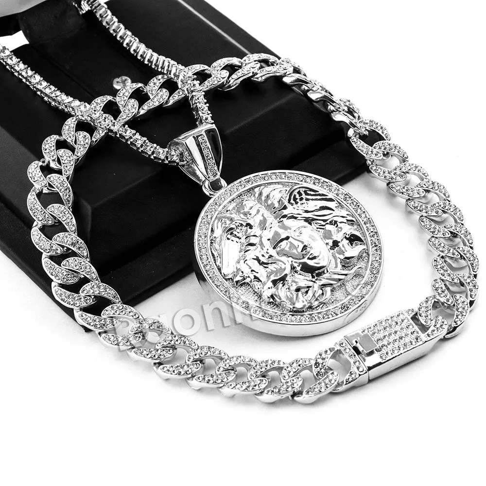 Hip Hop Quavo MEDUSA Miami Cuban Choker Tennis Chain Necklace L10