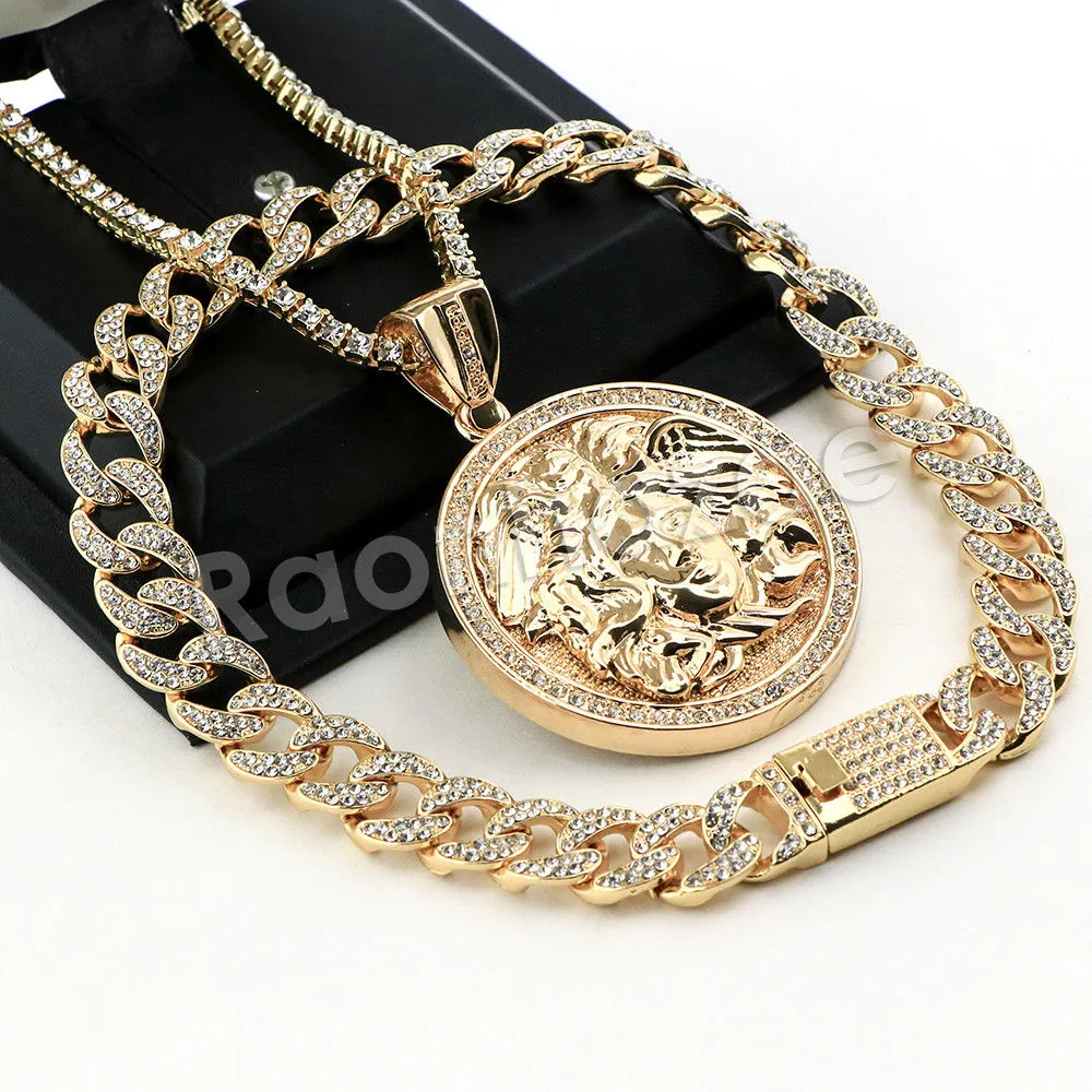 Hip Hop Quavo MEDUSA Miami Cuban Choker Tennis Chain Necklace L10