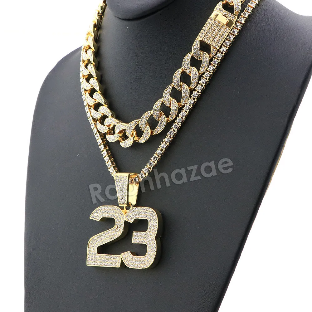 Hip Hop Quavo MJ 23 Miami Cuban Choker Chain Tennis Necklace L23