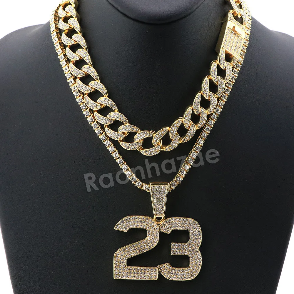 Hip Hop Quavo MJ 23 Miami Cuban Choker Chain Tennis Necklace L23