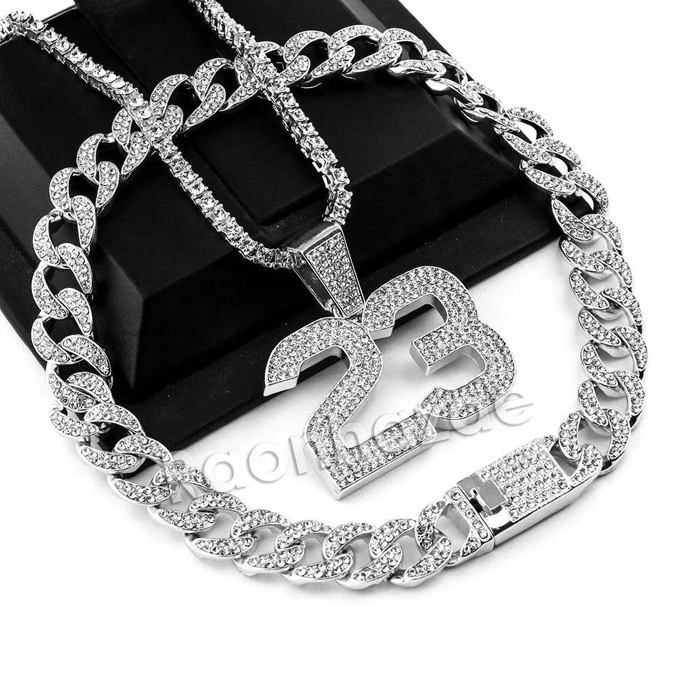 Hip Hop Quavo MJ 23 Miami Cuban Choker Chain Tennis Necklace L23