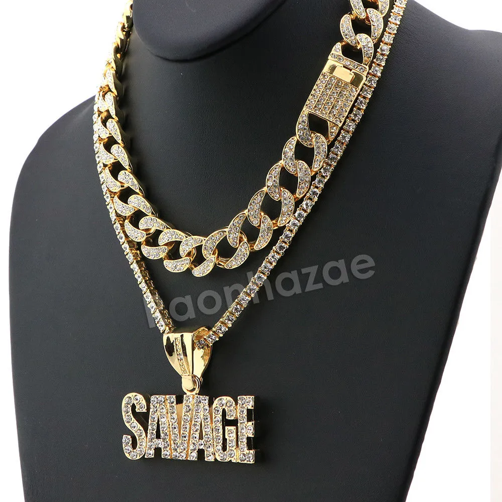 Hip Hop Quavo SAVAGE Miami Cuban Choker Chain Tennis Necklace L39