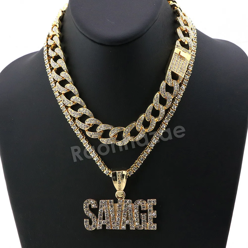 Hip Hop Quavo SAVAGE Miami Cuban Choker Chain Tennis Necklace L39