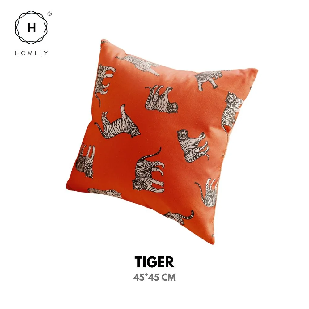 Homlly Orangey Printed Pillow Cushion Cover