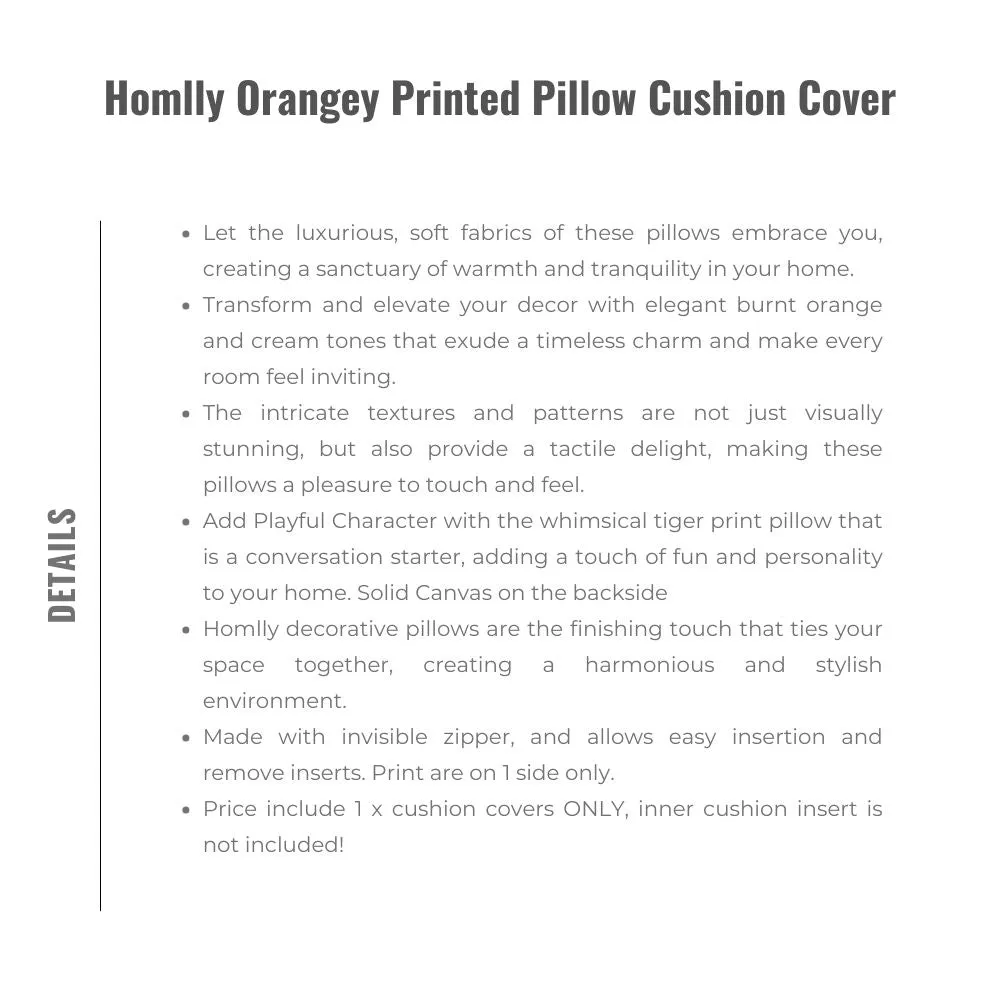 Homlly Orangey Printed Pillow Cushion Cover