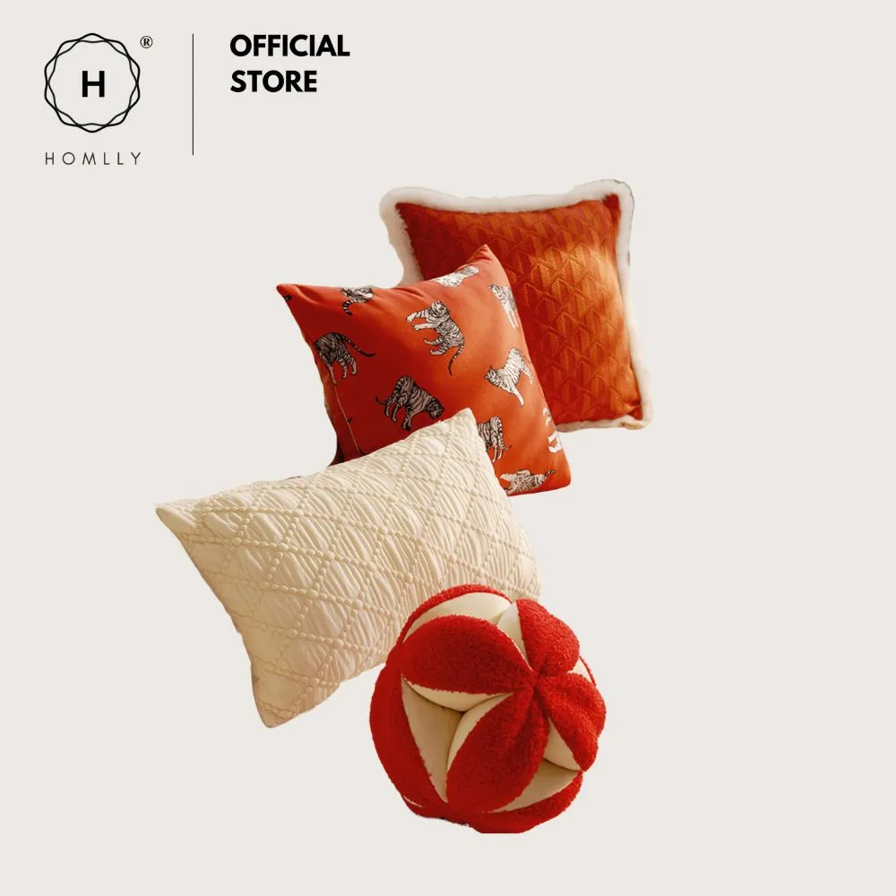 Homlly Orangey Printed Pillow Cushion Cover