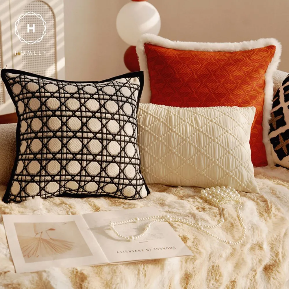 Homlly Orangey Printed Pillow Cushion Cover