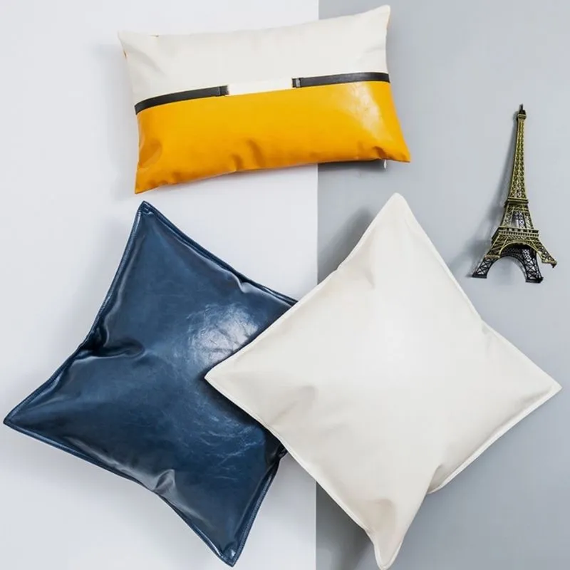 Homlly Tiio Basic Leather PU Cushion Cover