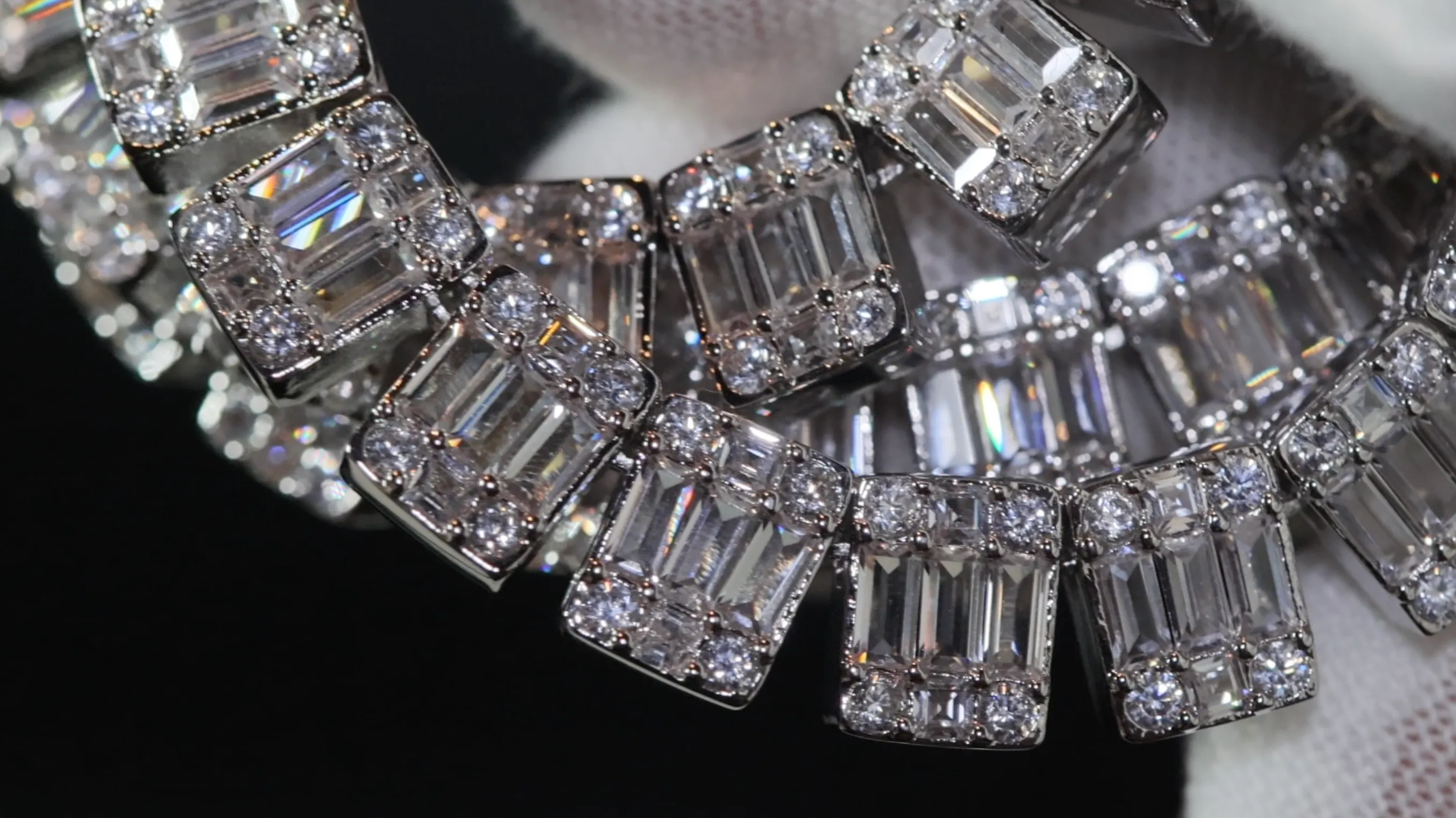 Iced Out Baguette Chain | Baguette Diamond Tennis Chain | Iced Out Chain | Hip Hop Chain
