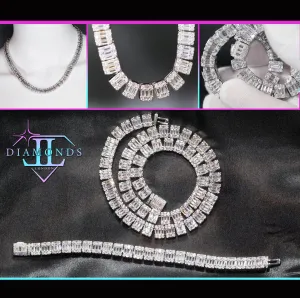 Iced Out Baguette Chain | Baguette Diamond Tennis Chain | Iced Out Chain | Hip Hop Chain