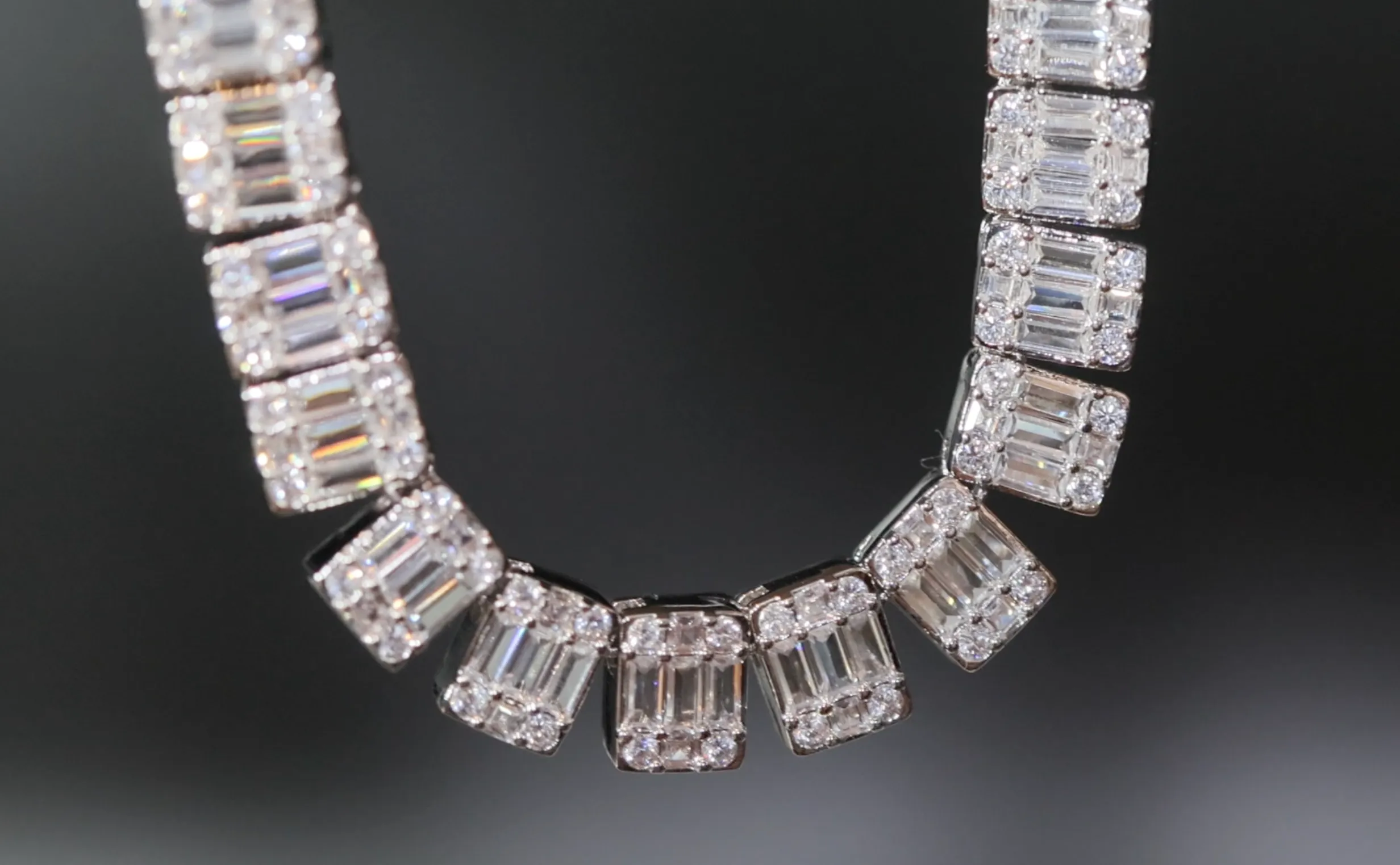 Iced Out Baguette Chain | Baguette Diamond Tennis Chain | Iced Out Chain | Hip Hop Chain