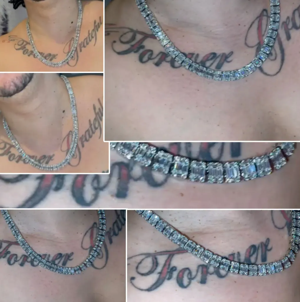 Iced Out Baguette Chain | Baguette Diamond Tennis Chain | Iced Out Chain | Hip Hop Chain