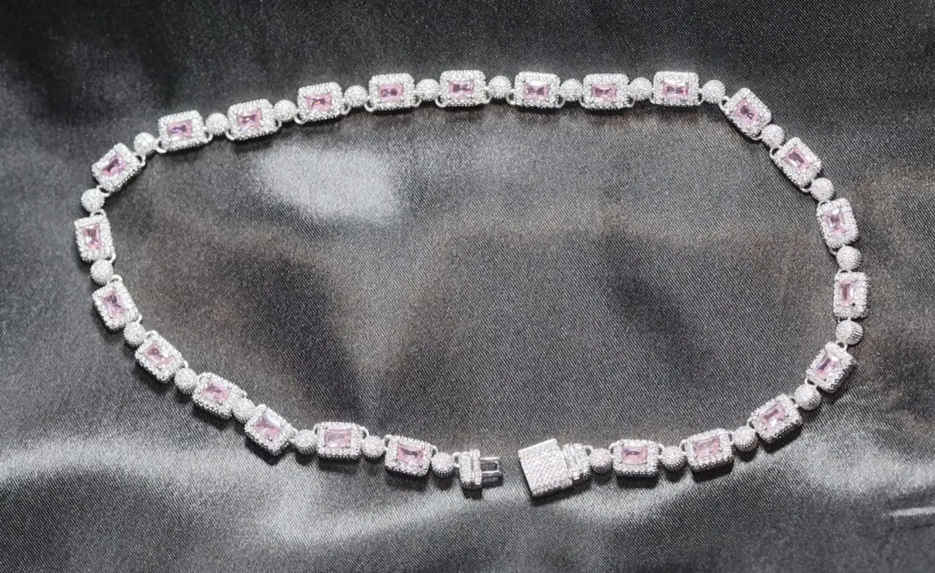 Iced Out Chain | Pink Diamond Necklace | Tennis Chain | Tennis Necklace | Mens Tennis Chain | Womens Tennis Chain | Diamond Tennis Chain