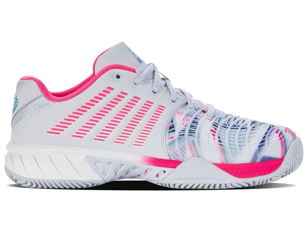 K-Swiss Express Light 3 HB Indoor Court Womens Tennis Shoes - Arctic / White / Neon Pink