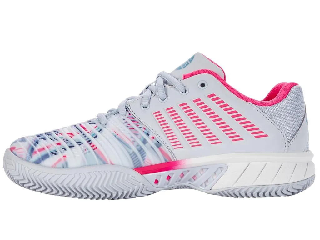 K-Swiss Express Light 3 HB Indoor Court Womens Tennis Shoes - Arctic / White / Neon Pink