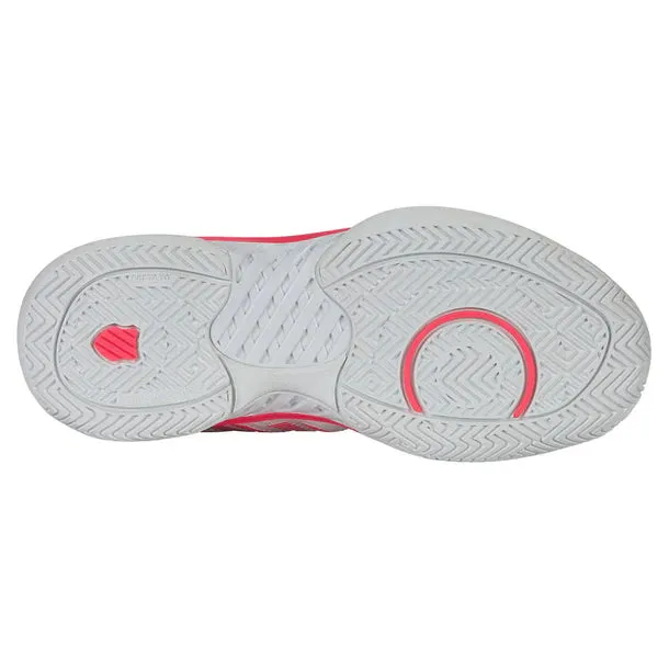 K-Swiss Women's Hypercourt Express 2 Court Sneaker in White/Orchid Petal/Neon Blaze