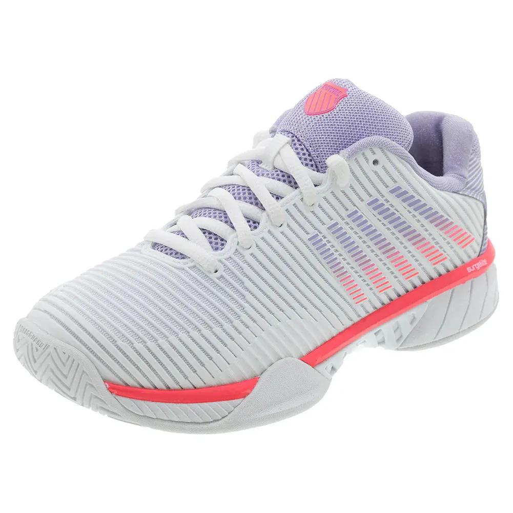 K-Swiss Women's Hypercourt Express 2 Court Sneaker in White/Orchid Petal/Neon Blaze