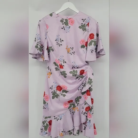 Keepsake the Label Pretty One Lilac Pastel Floral Ruched Mini Dress Retail $185