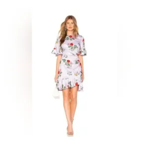 Keepsake the Label Pretty One Lilac Pastel Floral Ruched Mini Dress Retail $185