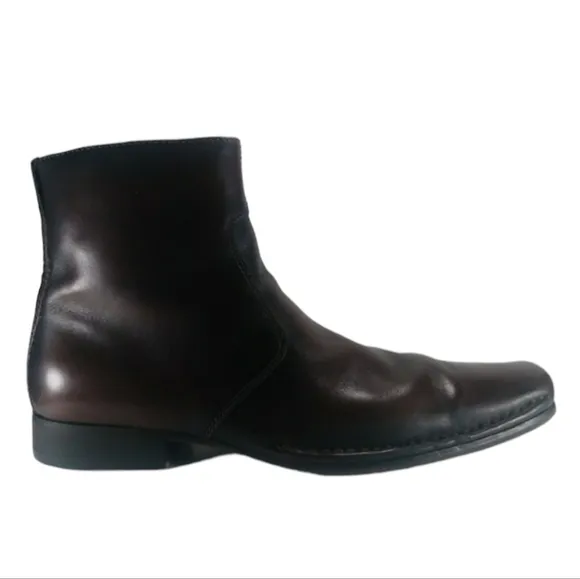 Kenneth Cole New York Mahogany &quot;Dry Run&quot; Modern Short Boot Ankle Brown Leather 9