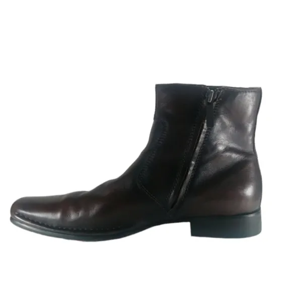 Kenneth Cole New York Mahogany &quot;Dry Run&quot; Modern Short Boot Ankle Brown Leather 9