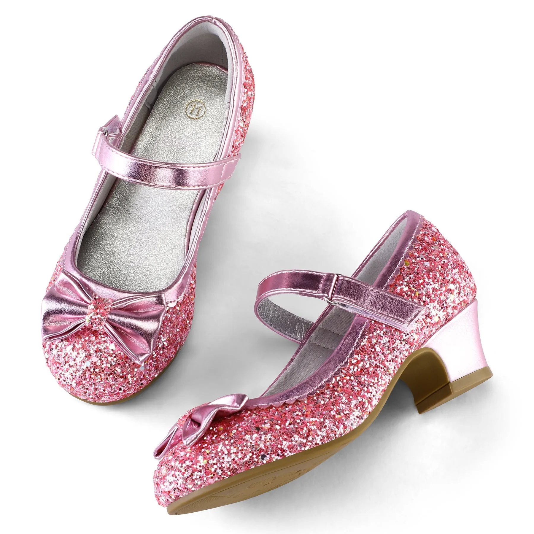 Kids Dress Shoes-Low Heel Round Toe Bow Lace-Up Mary Janes