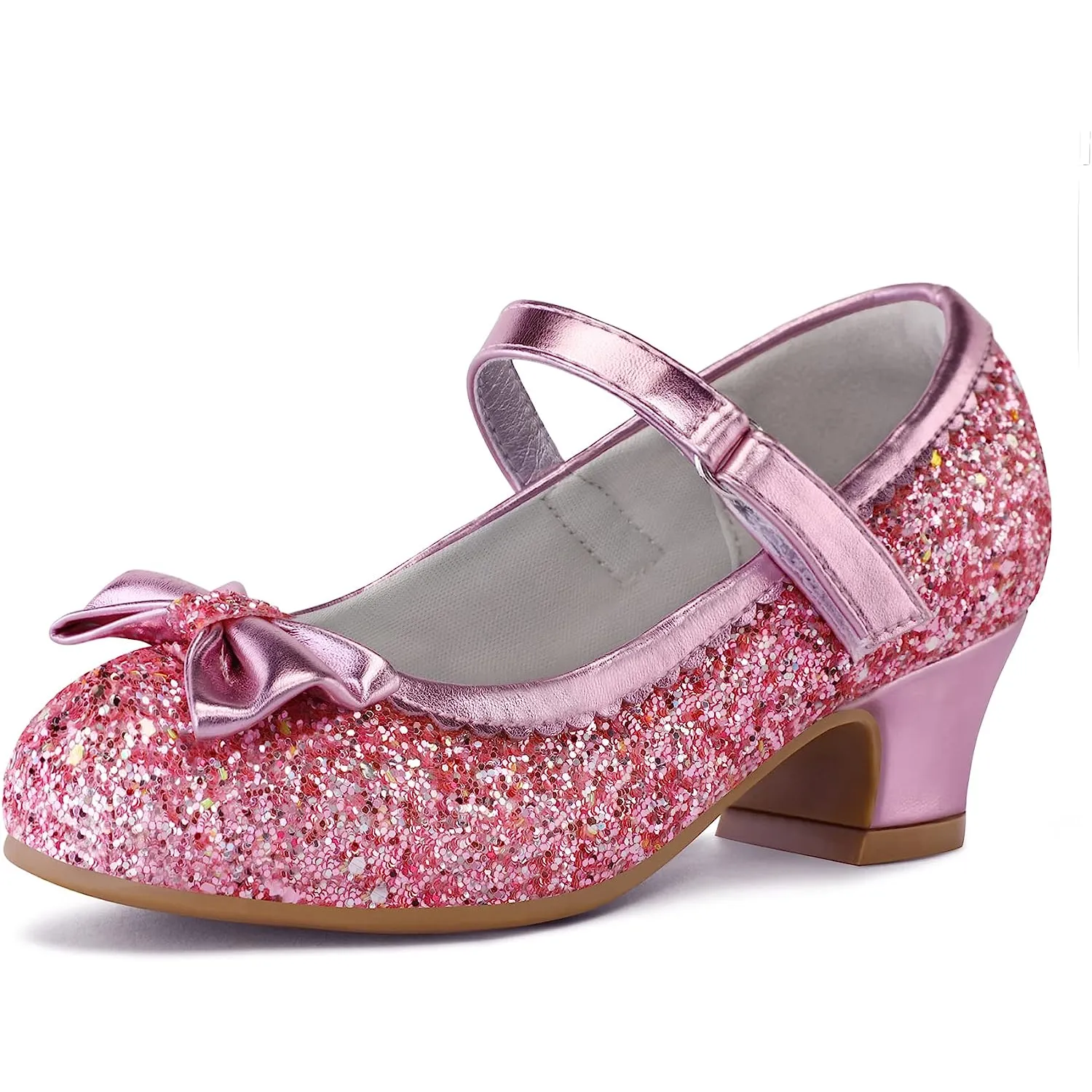 Kids Dress Shoes-Low Heel Round Toe Bow Lace-Up Mary Janes
