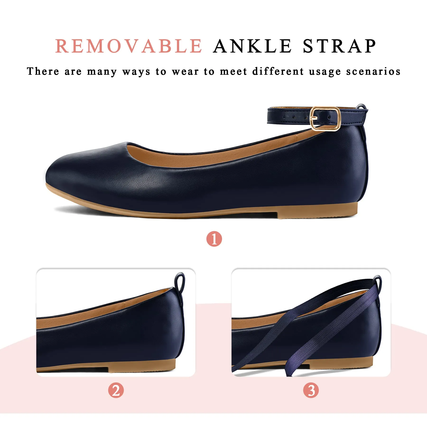 Kids Dress Shoes-PU Leather Ankle Strap Ballet Flat Shoes