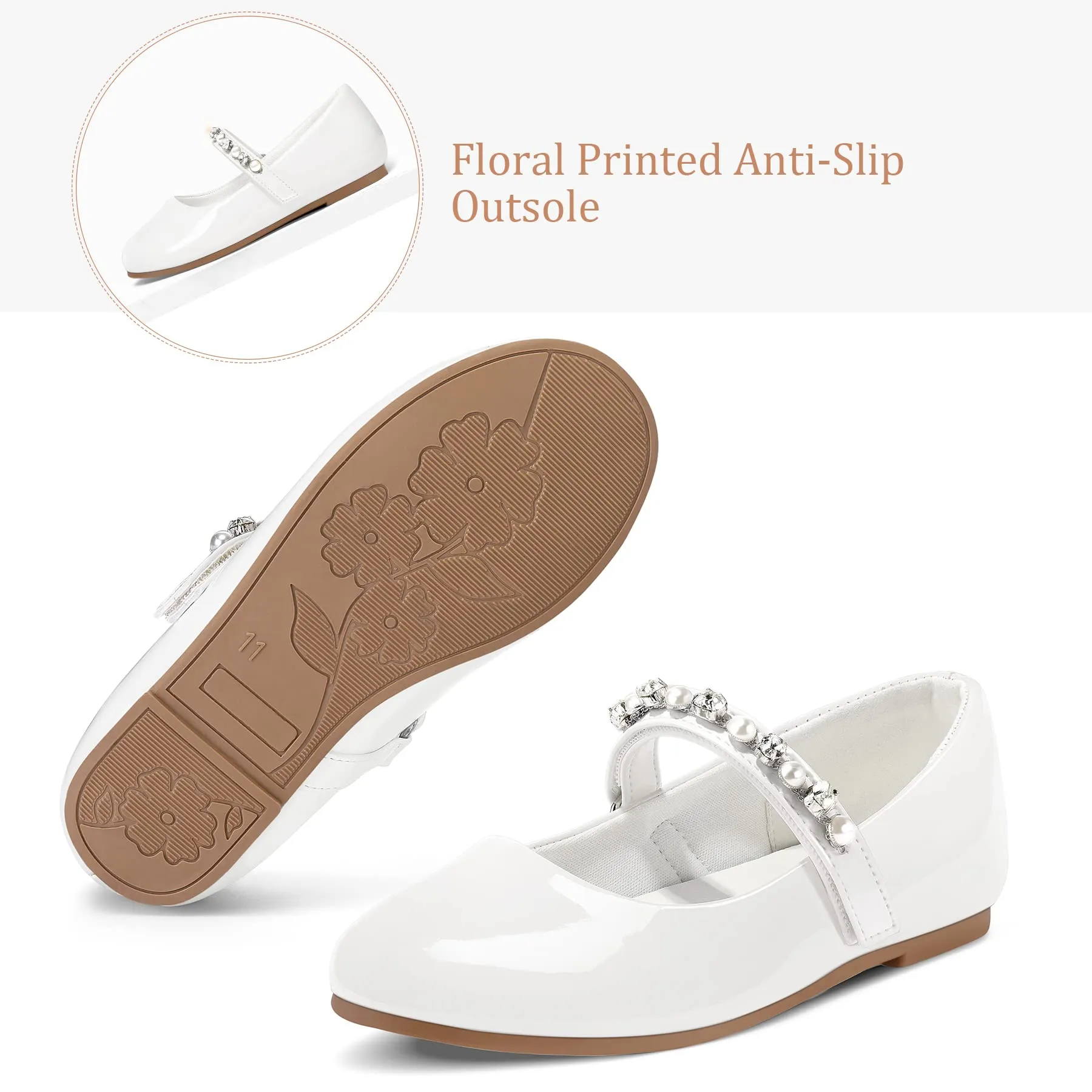 Kids Dress Shoes-Round Toe Rhinestone Lace-Up Mary Janes