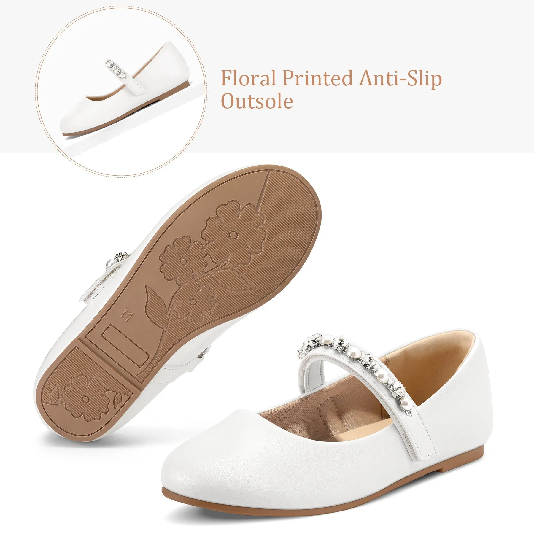 Kids Dress Shoes-Round Toe Rhinestone Lace-Up Mary Janes