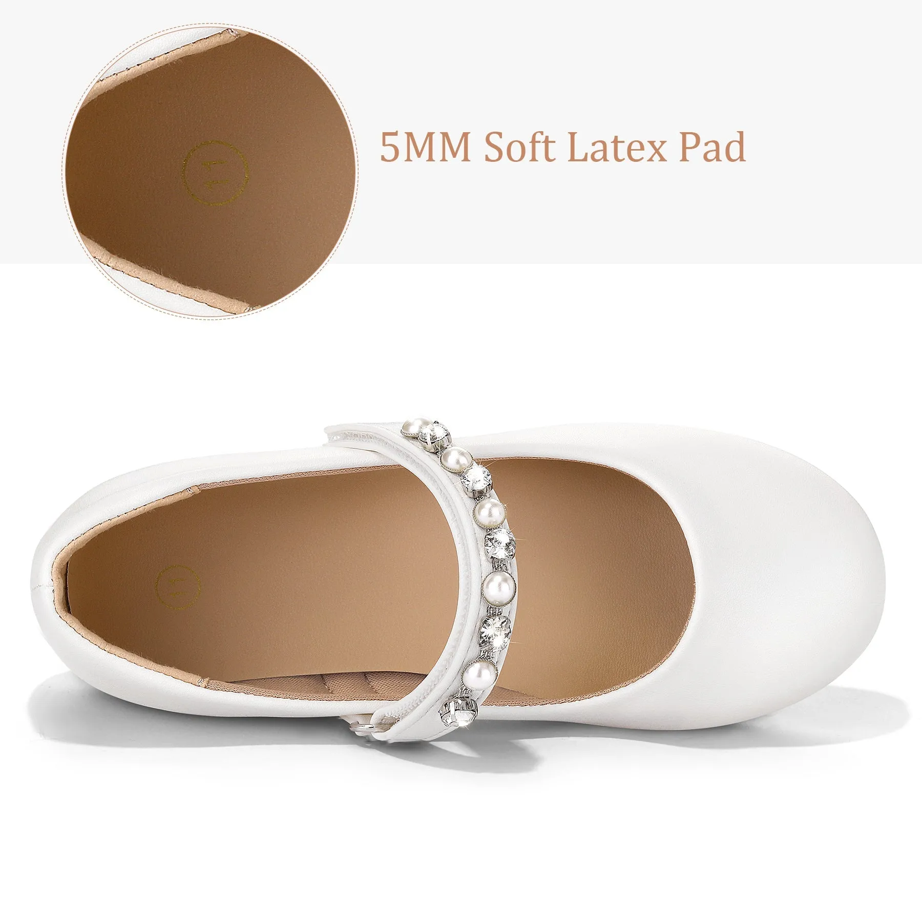 Kids Dress Shoes-Round Toe Rhinestone Lace-Up Mary Janes