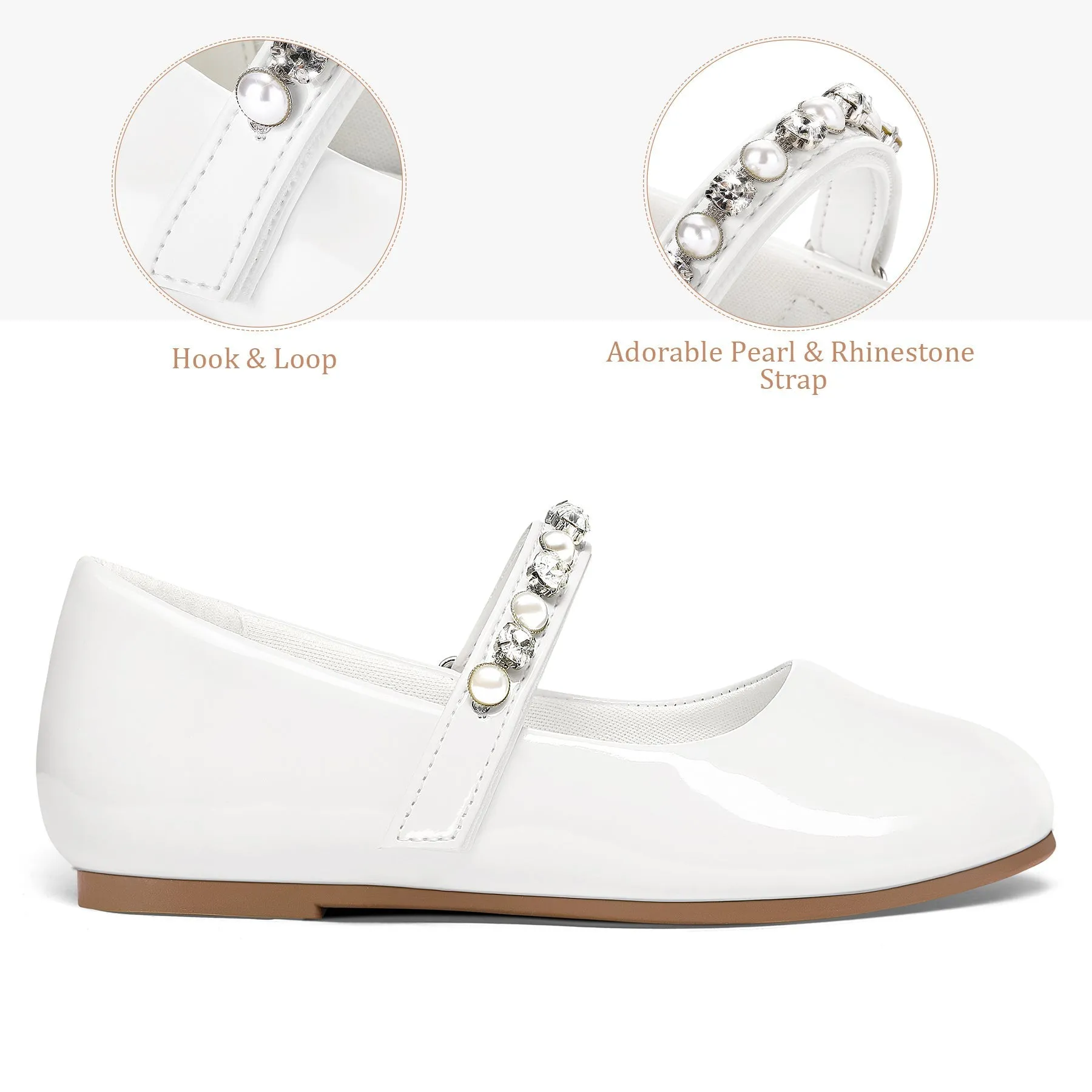 Kids Dress Shoes-Round Toe Rhinestone Lace-Up Mary Janes