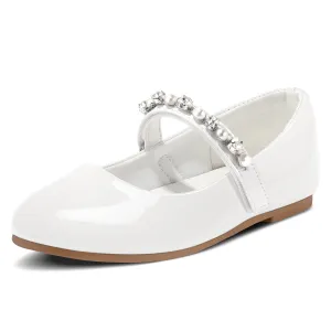Kids Dress Shoes-Round Toe Rhinestone Lace-Up Mary Janes