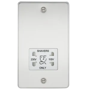 Knightsbridge FP8900PCW Flat Plate 115/230V Dual Voltage Shaver - Polished Chrome   White Insert