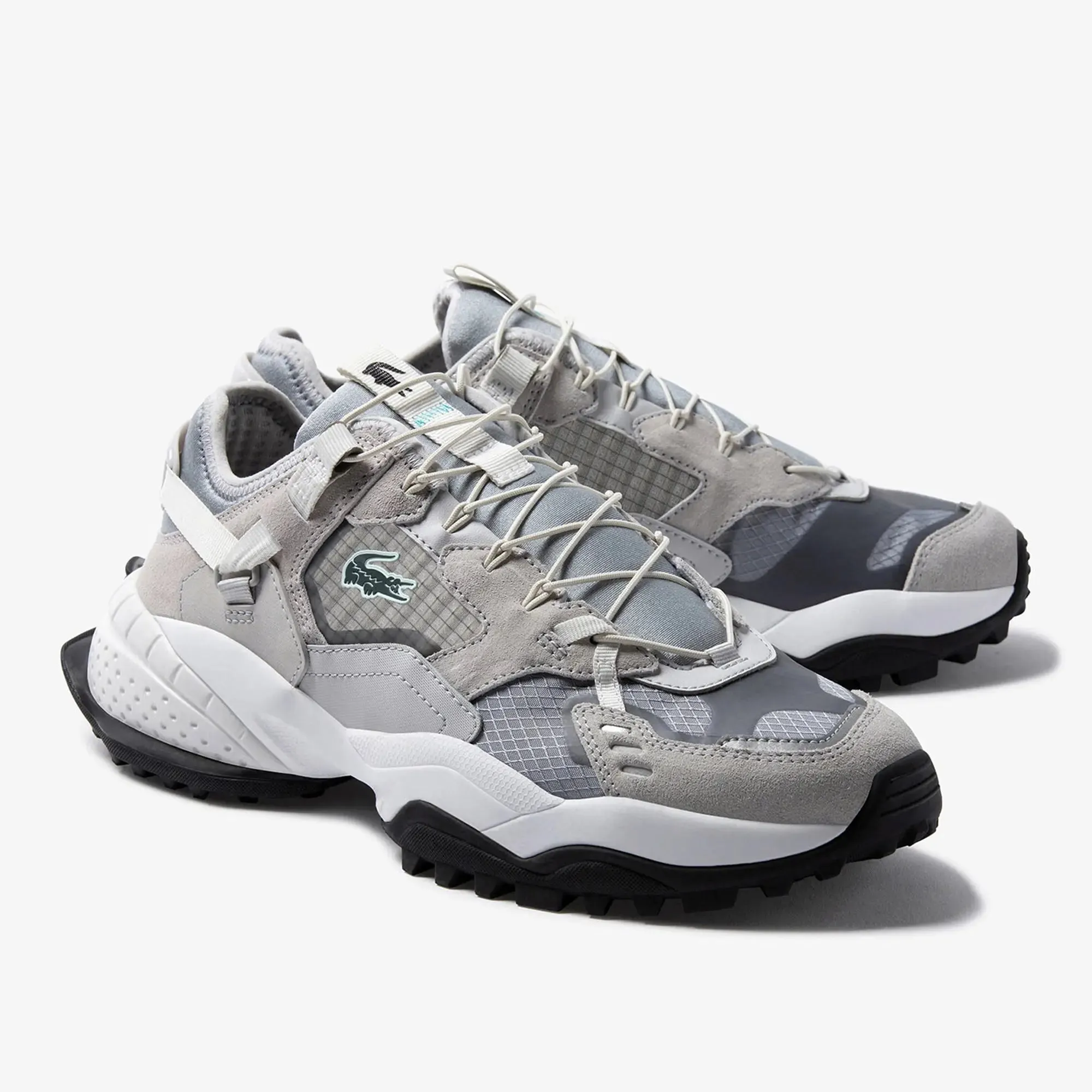 LACOSTE Men L-Guard Breaker Textile and Suede Sneakers (Grey)
