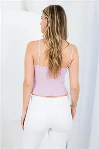 LAVENDER ADJUSTABLE SPAGHETTI STRAP RIBBED TOP