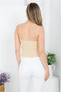 LAVENDER ADJUSTABLE SPAGHETTI STRAP RIBBED TOP